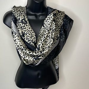 Donna Karan New York DKNY “like silk” Animal Cheetah Print logo oversized scarf